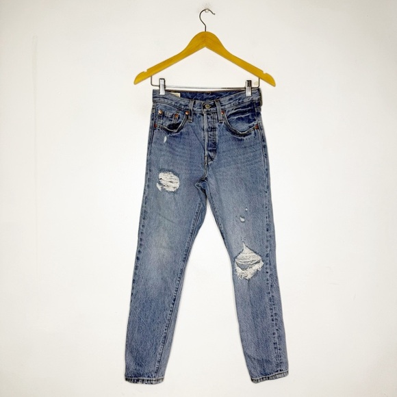Levi’s 501 Skinny Distressed Women’s Jeans Size 24 - Picture 1 of 6